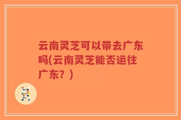 云南灵芝可以带去广东吗(云南灵芝能否运往广东？)