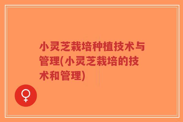 小灵芝栽培种植技术与管理(小灵芝栽培的技术和管理) 小灵芝栽培种植技术与管理(小灵芝栽培的技术和管理)