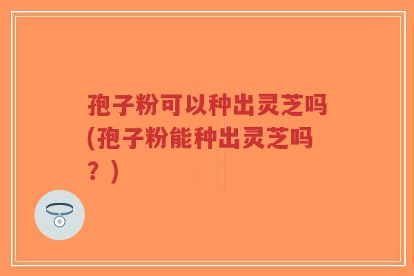孢子粉可以种出灵芝吗(孢子粉能种出灵芝吗?) 孢子粉可以种出灵芝吗(孢子粉能种出灵芝吗?)