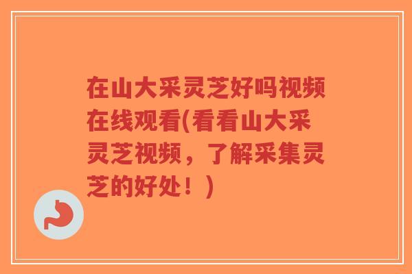 在山大采灵芝好吗视频在线观看(看看山大采灵芝视频，了解采集灵芝的好处！)
