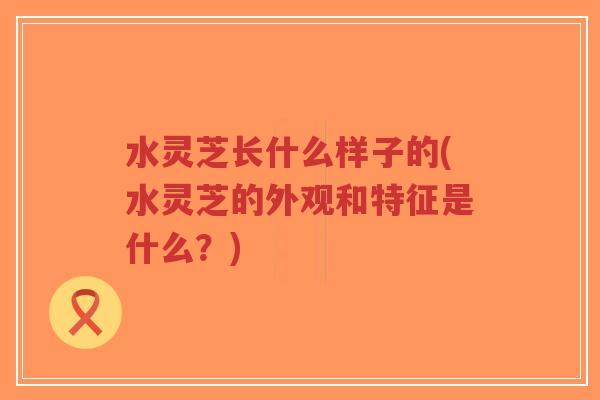 水灵芝长什么样子的(水灵芝的外观和特征是什么？)