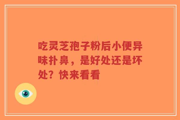 吃灵芝孢子粉后小便异味扑鼻,是好处还是坏处?快来看看 吃灵芝孢子粉后小便异味扑鼻,是好处还是坏处?快来看看