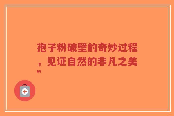 孢子粉破壁的奇妙过程,见证自然的非凡之美” 孢子粉破壁的奇妙过程,见证自然的非凡之美”
