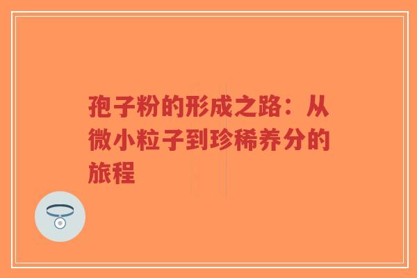 孢子粉的形成之路：从微小粒子到珍稀养分的旅程